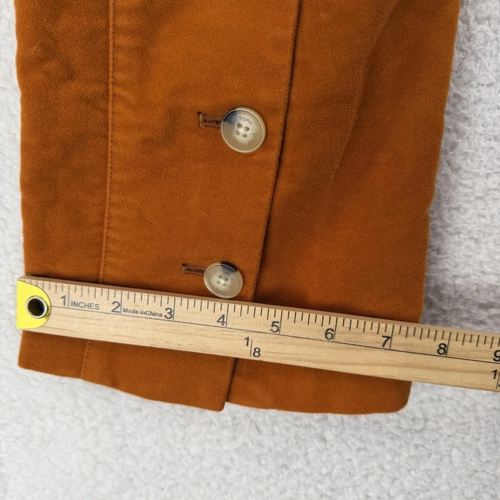 Tory Burch Pants Womens 8 Orange Chino Straight Leg Cropped Button Hem Twill‎